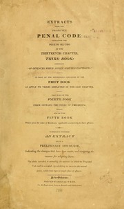 Cover of: Extracts from the projected penal code by Edward Livingston