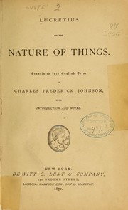 Cover of: Lucretius On the nature of things by Titus Lucretius Carus