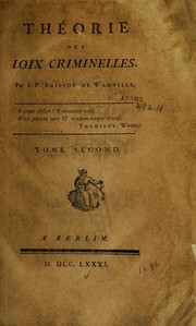 Cover of: Théorie des loix criminelles