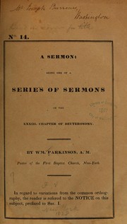 Cover of: A sermon; being one of a series of sermons on the XXXIII chapter of Deuteronomy