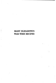 Cover of: Mary Elizabeth's war time recipes