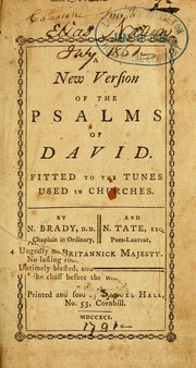 Cover of: A New version of the Psalms of David: fitted to the tunes used in churches