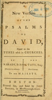 Cover of: A New version of the Psalms of David | Brady, Nicholas