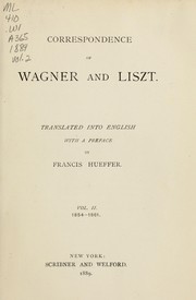 Cover of: Correspondence of Wagner and Liszt