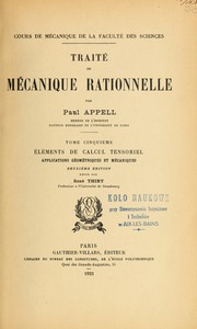 Cover of: Traité de mécanique rationnelle