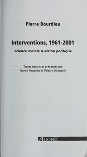 Cover of: Interventions, 1961-2001 by Bourdieu