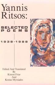 Cover of: Yannis Ritsos: Selected Poems, 1938-1988 (New American Translations Series)