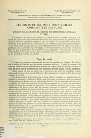 Cover of: Les mites et les poux des volailles comment les détruire by Canada. Ministère de l'agriculture