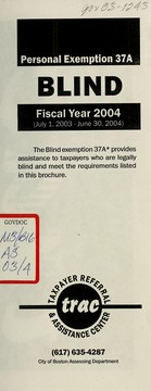 Cover of: Personal exemption 37a: blind, fiscal year 2004 (July 1, 2003 - June 30, 2004)