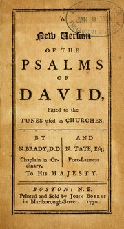 Cover of: A New version of the Psalms of David: fitted to the tunes used in churches