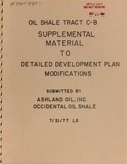 Cover of: Oil shale tract C-b: supplemental material to the detailed development plan modifications