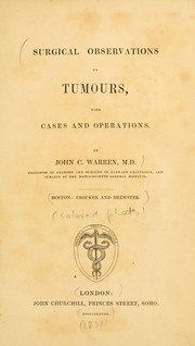 Cover of: Surgical observations on tumours by John Collins Warren