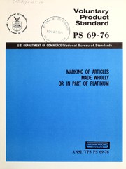 Cover of: Marking of articles made wholly or in part of platinum