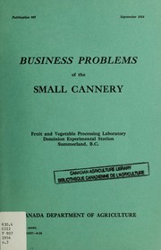 Cover of: Business problems of the small cannery