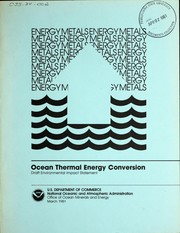 Cover of: Draft environmental impact statement for commercial ocean thermal energy conversion (OTEC) licensing | 