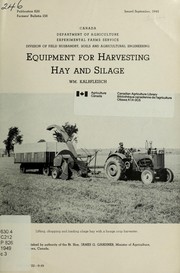 Cover of: Equipment for harvesting hay and silage