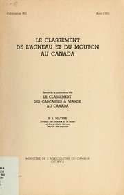 Le classement de l'agneau et du mouton au Canada by H. J. Maybee