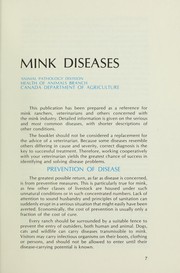 Cover of: MINK DISEASES by Canada. Dept. of Agriculture