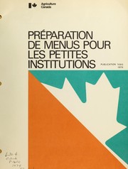 Cover of: Préparation de menus pour les petites institutions