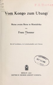 Cover of: Vom Kongo zum Ubangi by Franz Thonner