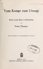 Cover of: Vom Kongo zum Ubangi: meine zweite Reise in Mittelafrika