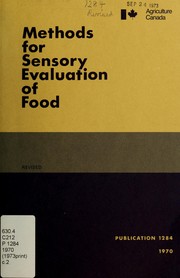 Cover of: Methods for sensory evaluation of food
