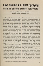 Cover of: LOW-VOLUME AIR-BLAST SPRAYING IN BRITISH COLUMBIA ORCHARDS 1957-1962