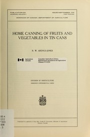 Cover of: Home Canning of Fruits and Vegetables in Tin Cans