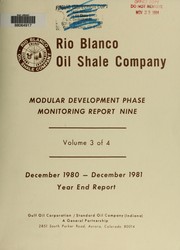 Cover of: Modular development phase monitoring by Rio Blanco Oil Shale Company