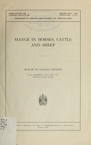 Cover of: Mange in horses, cattle and sheep