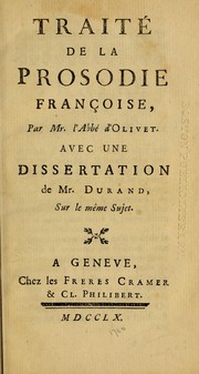 Cover of: Traité de la prosodie françoise