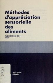 Cover of: Méthodes d'appréciation sensorielle des aliments