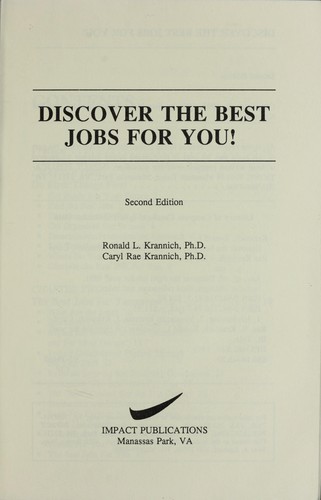 Discover the best jobs for you by Ronald L. Krannich
