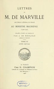 Cover of: Lettres de M. de Marville... au ministre Maurepas (1742-47)