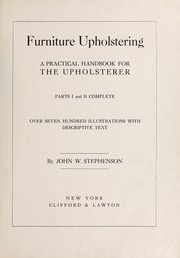 Cover of: Furniture upholstering: a practical handbook for the upholsterer .. over seven hundred illustrations with descriptive text