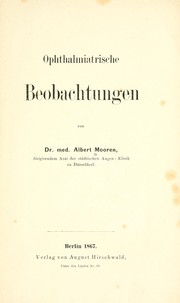 Cover of: Opthalmiatrische Beobachtungen