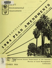 Cover of: Proposed 1984 amendments to the California desert conservation area plan: draft environmental assessment