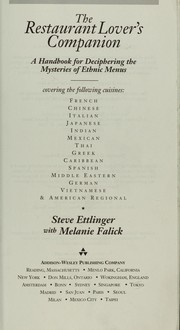 Cover of: The Restaurant Lover's Companion by Steve Ettlinger, Melanie Falick