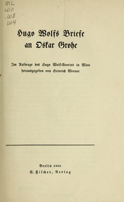 Cover of: Hugo Wolf's Briefe an Oskar Grohe