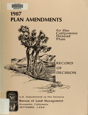 Cover of: 1987 plan amendments to the California Desert plan: record of decision