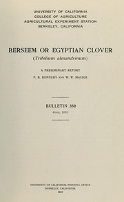 Cover of: Berseem or Egyptian clover (Trifolium alexandrinum): a preliminary report