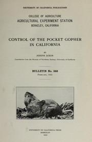 Cover of: Control of the pocket gopher in California by Joseph S. Dixon