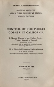 Cover of: Control of the pocket gopher in California