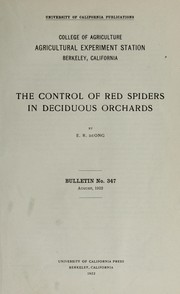 Cover of: The control of red spiders in deciduous orchards