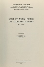 Cover of: Cost of work horses on California farms