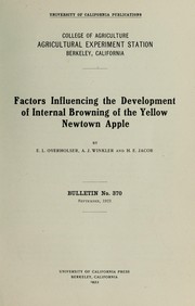 Cover of: Factors influencing the development of internal browning of the Yellow Newtown apple