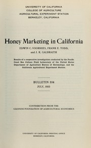 Cover of: Honey marketing in California | Edwin C. Voorhies