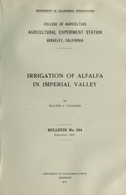 Cover of: Irrigation of alfalfa in Imperial Valley