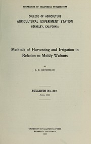 Cover of: Methods of harvesting and irrigation in relation to moldy walnuts