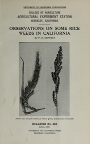 Cover of: Observations on some rice weeds in California
